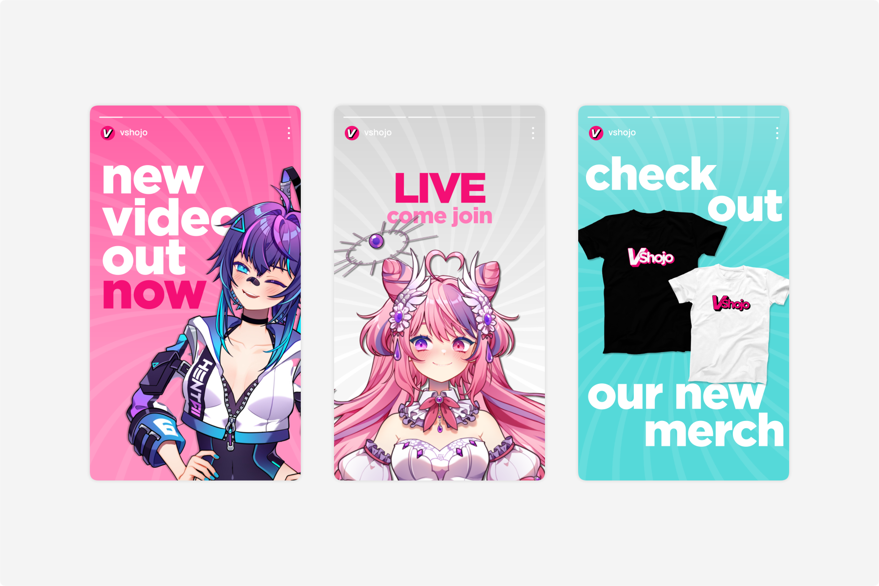 VShojo Instagram Stories Triptych